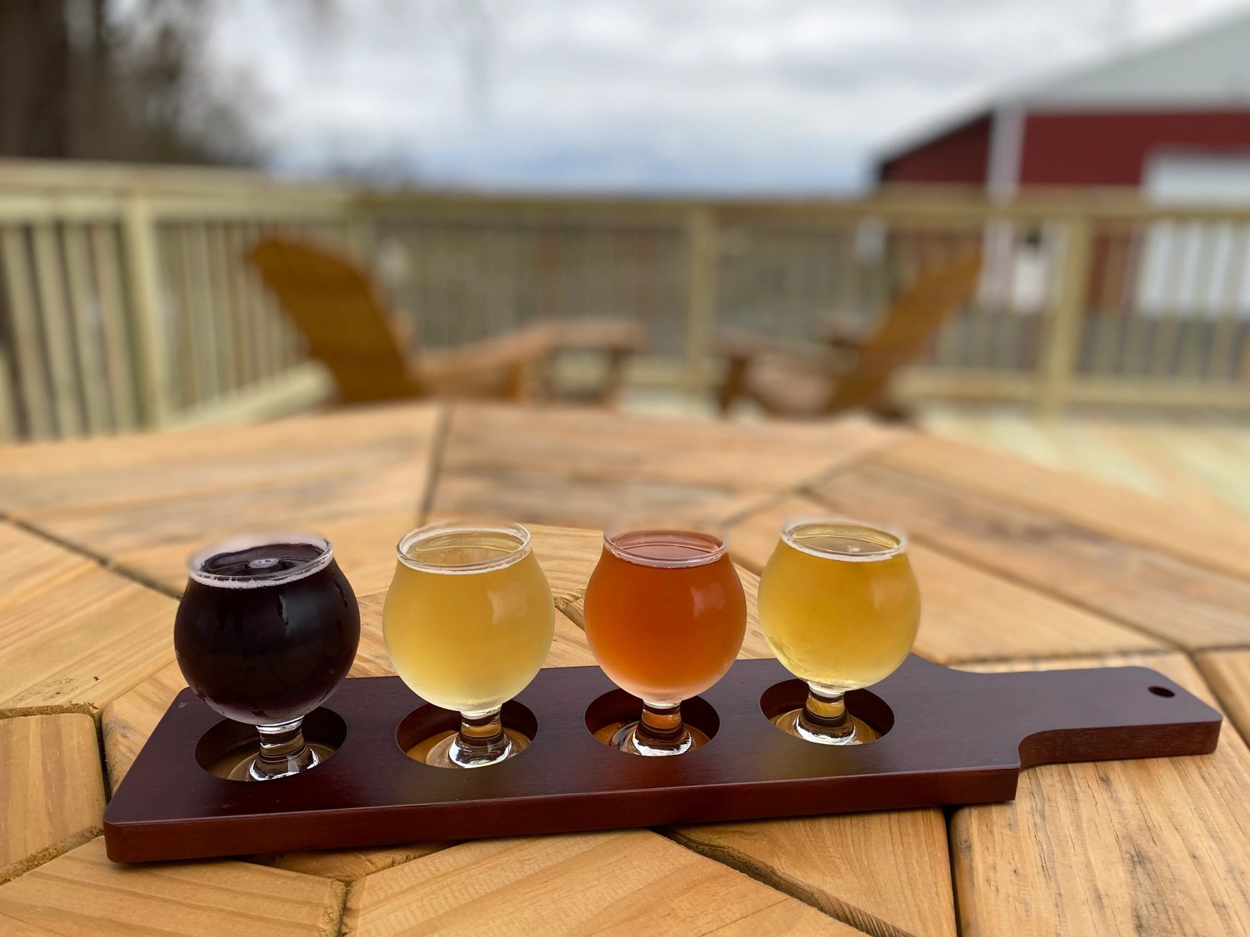 A flight of Apple Barrel ciders