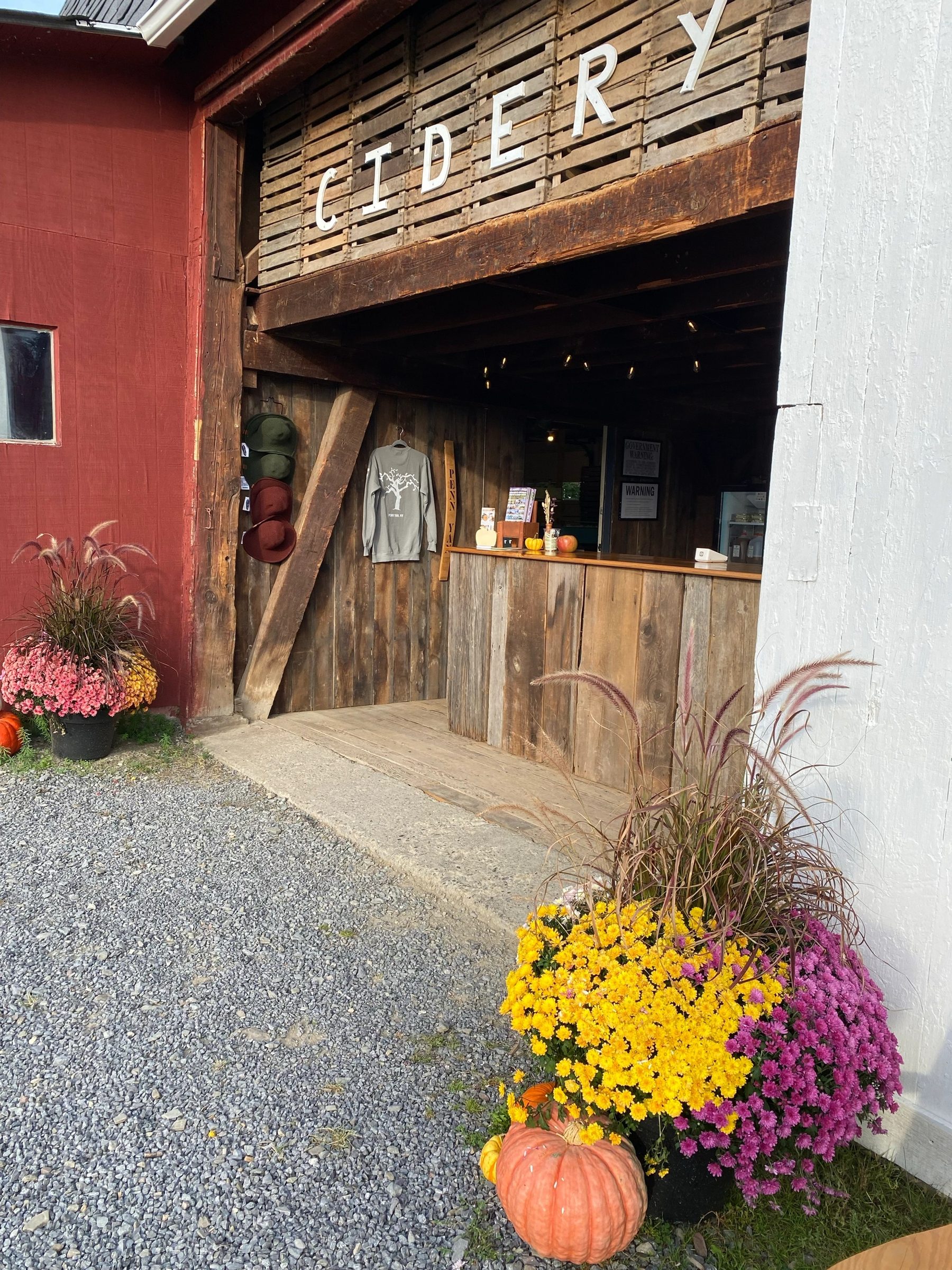 The front of the cidery at Apple Barrel Orchards